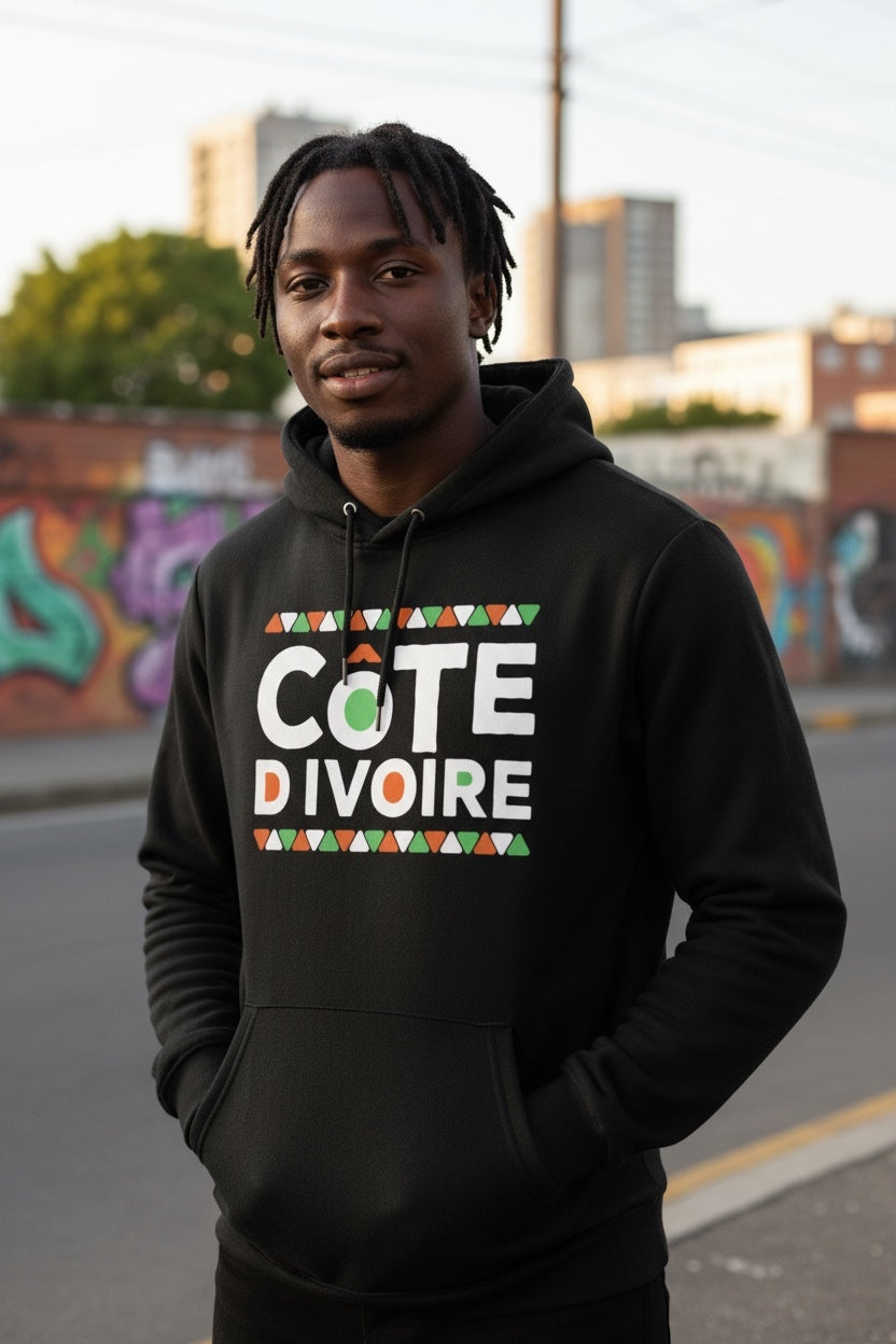 Sweat à capuche noir Côte d’Ivoire CAN 2025
