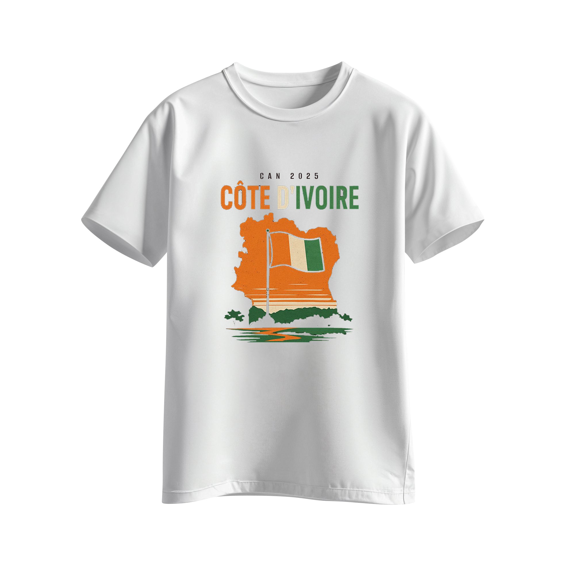 T-shirt Blanc Côte d’Ivoire carte – Supporter Officiel CAN 2025