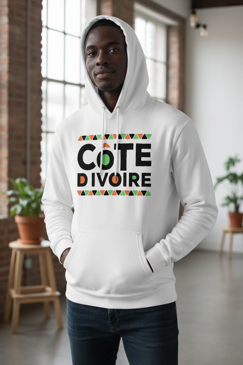 Sweat à capuche Côte d’Ivoire blanc CAN 2025