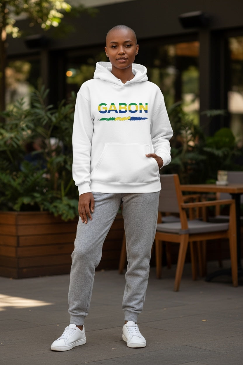 Sweat à Capuche Blanc Supporter Gabon – Spécial CAN 2025