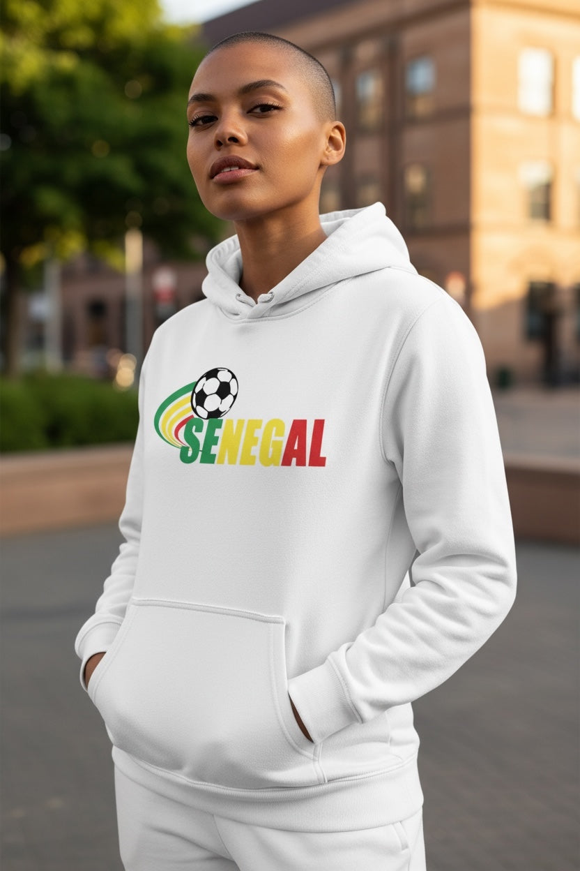 Sweat à capuche blanc Supporter coupe d’Afrique 2025 Senegal