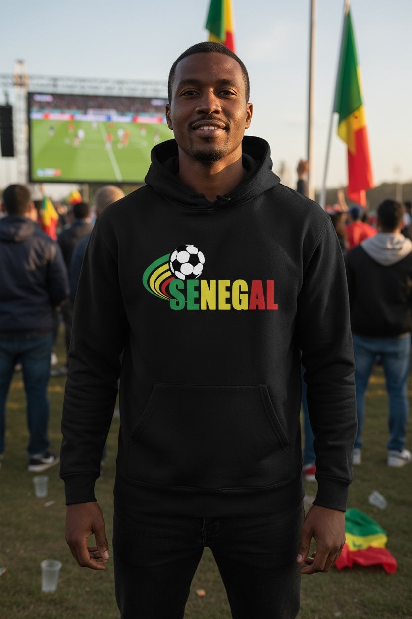 Sweat à Capuche Noir Supporter Sénégal – Spécial CAN 2025